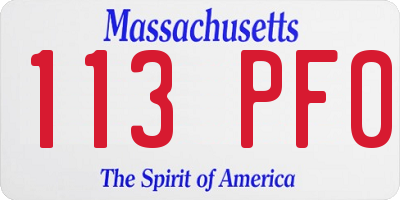 MA license plate 113PF0