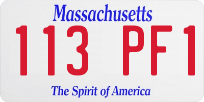 MA license plate 113PF1