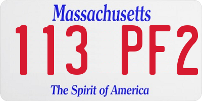 MA license plate 113PF2