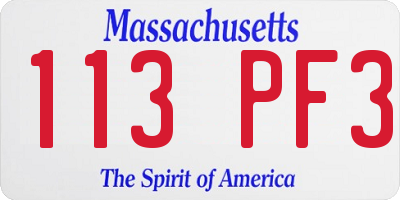 MA license plate 113PF3