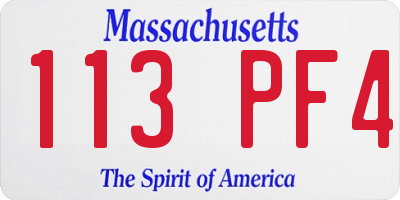 MA license plate 113PF4