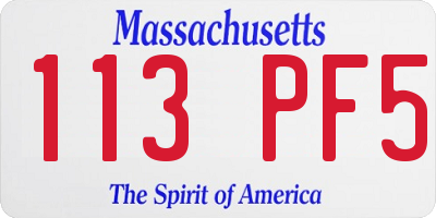 MA license plate 113PF5