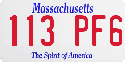 MA license plate 113PF6