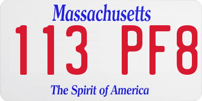 MA license plate 113PF8