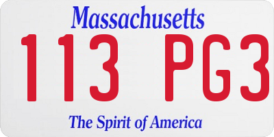 MA license plate 113PG3