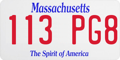MA license plate 113PG8