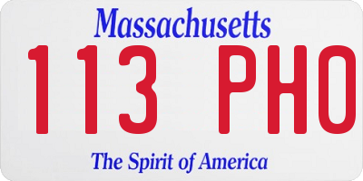 MA license plate 113PH0
