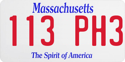 MA license plate 113PH3