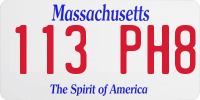 MA license plate 113PH8