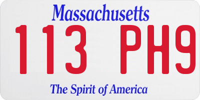 MA license plate 113PH9