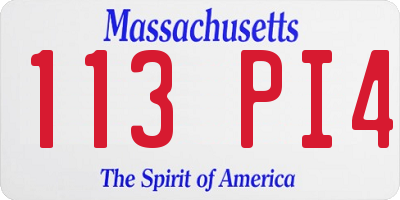 MA license plate 113PI4