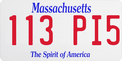 MA license plate 113PI5