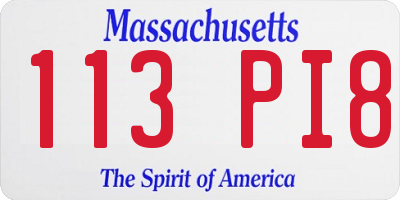 MA license plate 113PI8