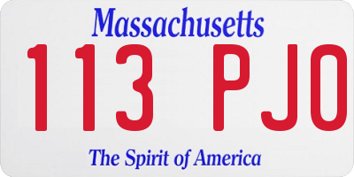 MA license plate 113PJ0