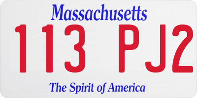 MA license plate 113PJ2