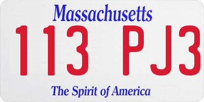 MA license plate 113PJ3