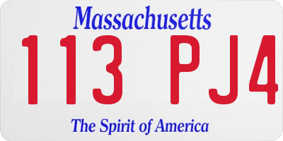 MA license plate 113PJ4