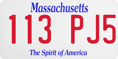 MA license plate 113PJ5