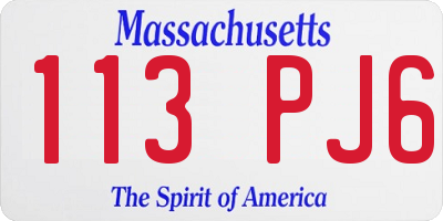 MA license plate 113PJ6