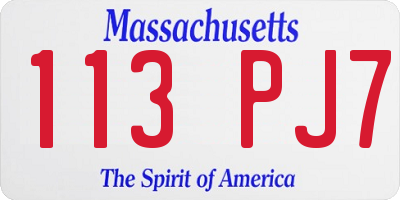 MA license plate 113PJ7