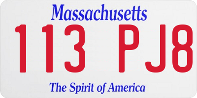 MA license plate 113PJ8