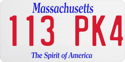MA license plate 113PK4