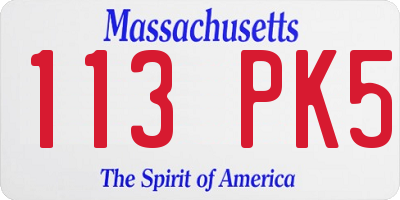MA license plate 113PK5