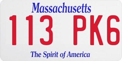 MA license plate 113PK6