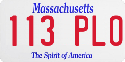 MA license plate 113PL0