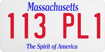 MA license plate 113PL1