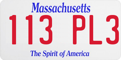 MA license plate 113PL3