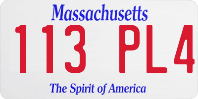MA license plate 113PL4