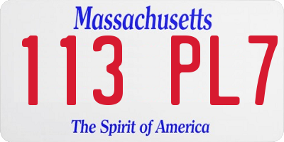 MA license plate 113PL7