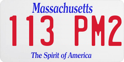 MA license plate 113PM2