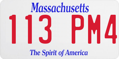 MA license plate 113PM4