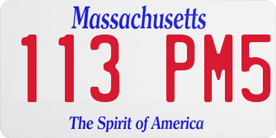 MA license plate 113PM5