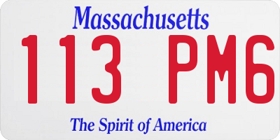 MA license plate 113PM6