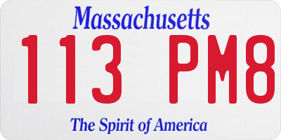 MA license plate 113PM8