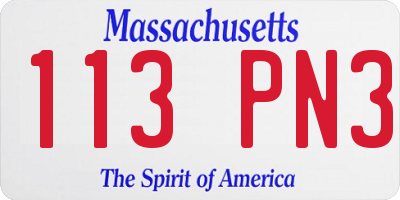 MA license plate 113PN3