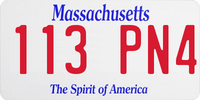 MA license plate 113PN4