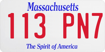 MA license plate 113PN7