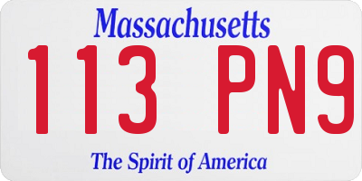 MA license plate 113PN9