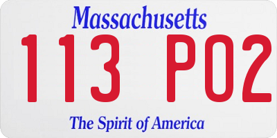 MA license plate 113PO2