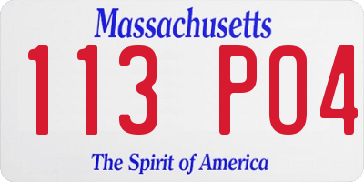 MA license plate 113PO4