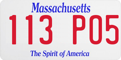 MA license plate 113PO5