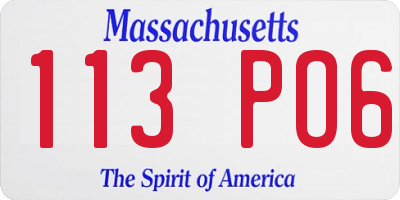 MA license plate 113PO6