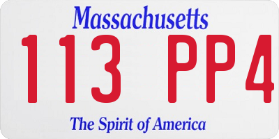 MA license plate 113PP4