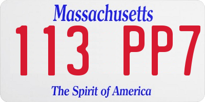 MA license plate 113PP7