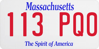 MA license plate 113PQ0