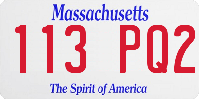 MA license plate 113PQ2